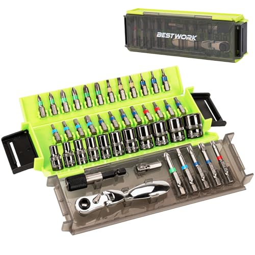 Bestwork 43-Piece Socket Ratchet Wrench Set, 1/4