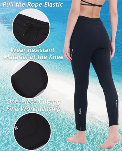 Skyone Wetsuit Pants Women Men Neoprene Pants Leggings 3MM Swim Pants Tights, Black Wet Suit Pants Long Scuba Diving Pant Warm for Surfing Snorkeling Boating Kayaking (3MM Black Women, Large) - Thumbnail 4