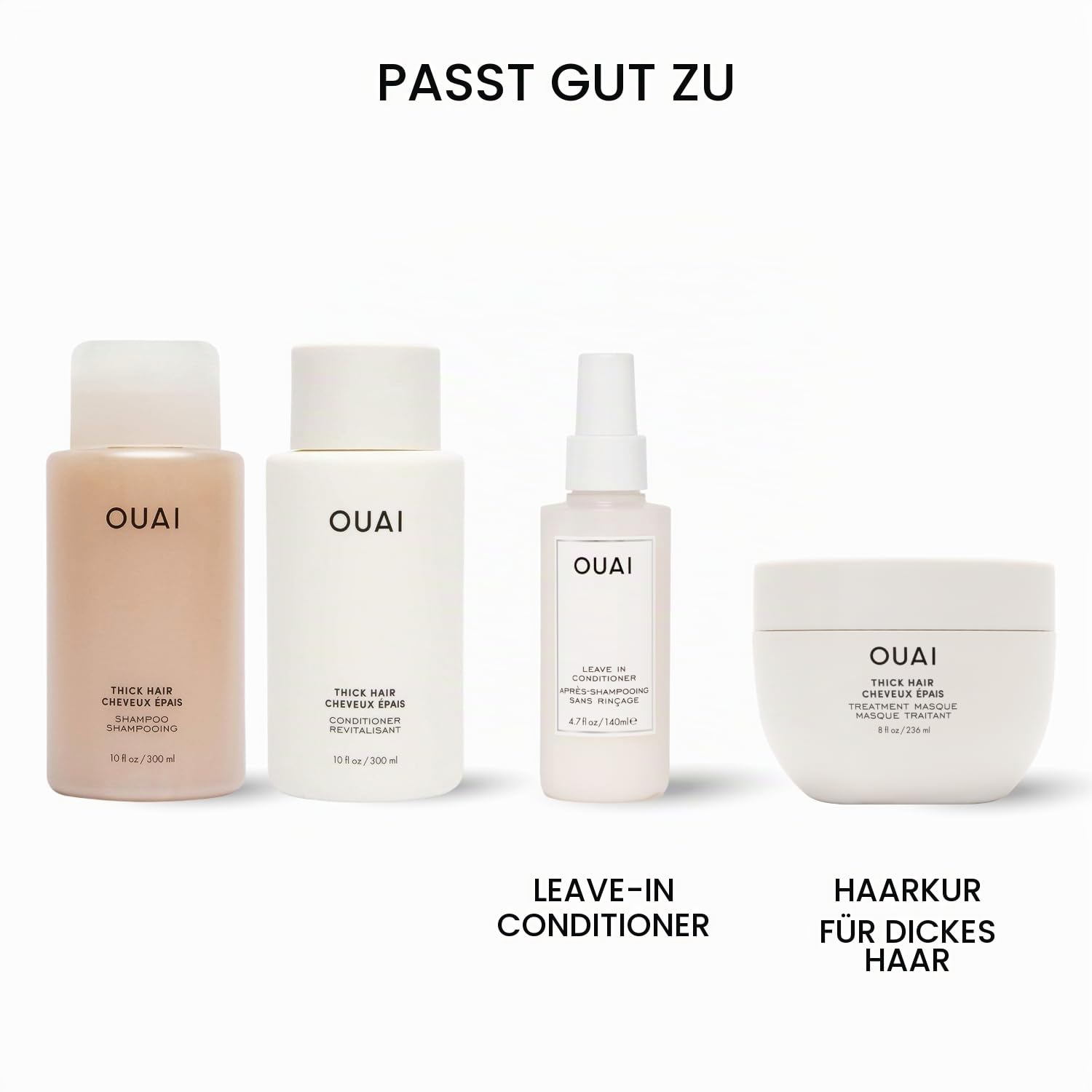 OUAI Thick Shampoo + Conditioner Set. Free from Sulfates (10 oz Each)