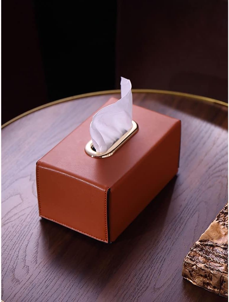 Tissue Box Cover Modern Leather Tissue Box Holder - Decorative Holder/Organizer for Bathroom Vanity Countertop Night Stands Office Desk Car image 3