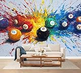 Wall Mural Peel and Stick Banksy Billiards Colorful Sport Pool Ball Sports Street Graffiti Large Wallpaper Self Adhesive Contact Paper Removable 3D Wall Sticker for Living Room Bedroom 94'x132'