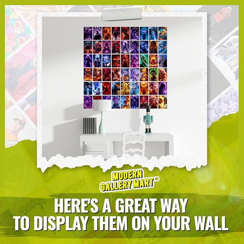 Image of MODERN GALLERY MART Pack of 54 Anime Series Wall Collage Kit Posters - 4 x 6 Inches Posters for Wall Decoration - Wall Art For Bedroom, Office, Living room, Dorm room - Glue Dots Included
