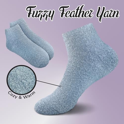 Image of BambooMN Women's Feather Yarn Super Soft Ankle Socks - Assorted Colors - 3 Pairs