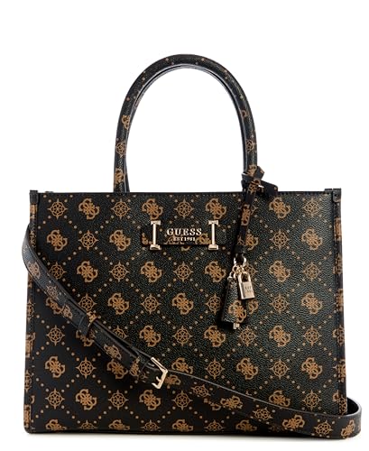 GUESS bolso bandolera Silia 2 Compartment Tote Bag Espresso Logo marrón oscuro