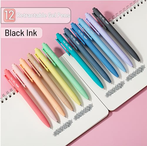 Image of Mr. Pen- Retractable Gel Pens, 12 Pack, Black Ink, Pastel Barrels | Fine Point 0.7mm, Fast Dry, Smooth Writing, Cute Pens for Drawing, Writing Planner and School Supplies