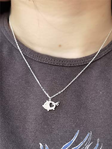 Cute Pig Pendant Necklace 925 Sterling Silver Love Heart Necklaces for Women Nickle Free Animal Pet Adjustable Link Chain Dainty Jewelry for Daughter Niece2