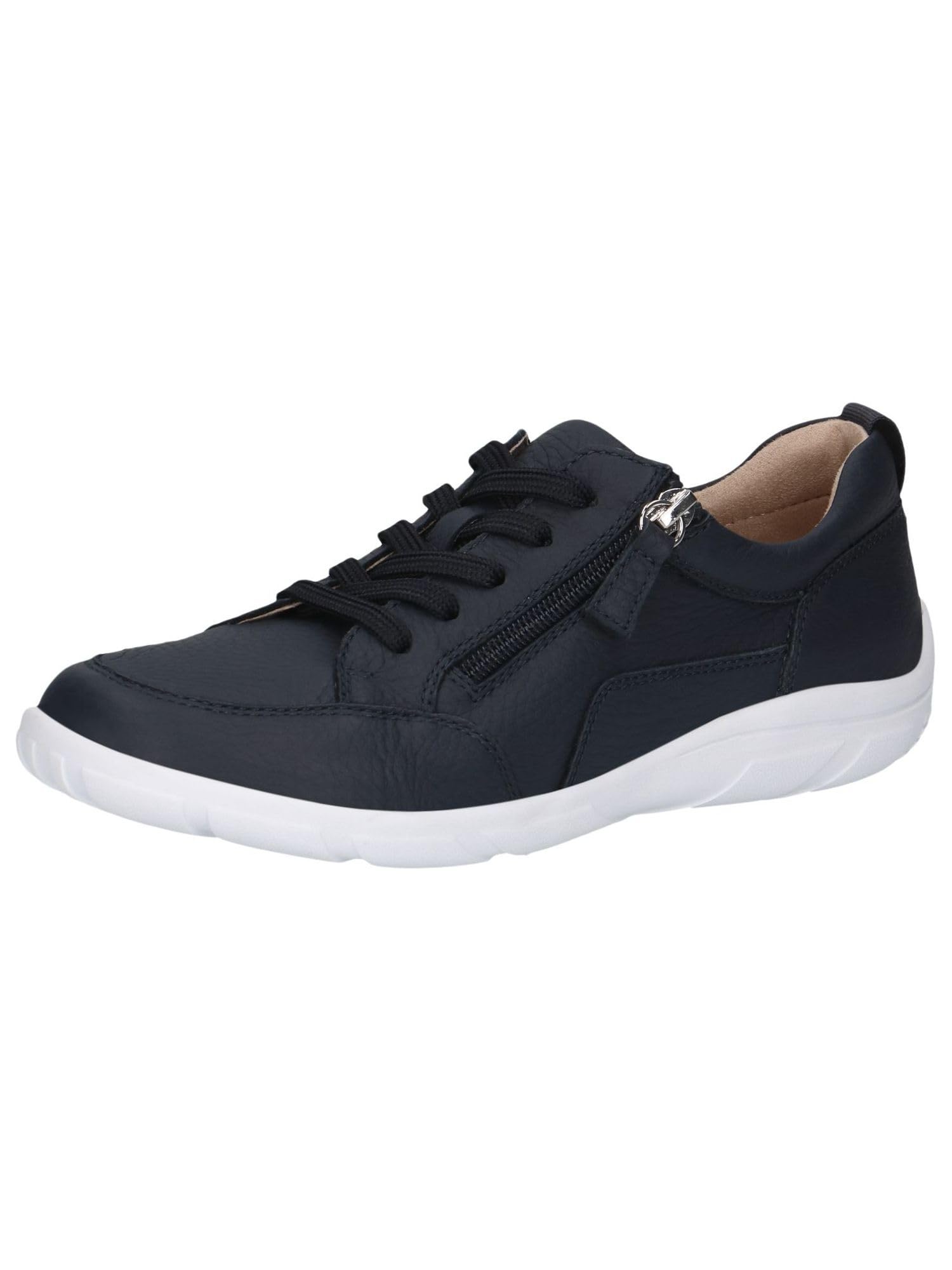 CAPRICE Women's Low-top Leather Sneakers with Zipper, Blue (Ocean Deer), 4 UK