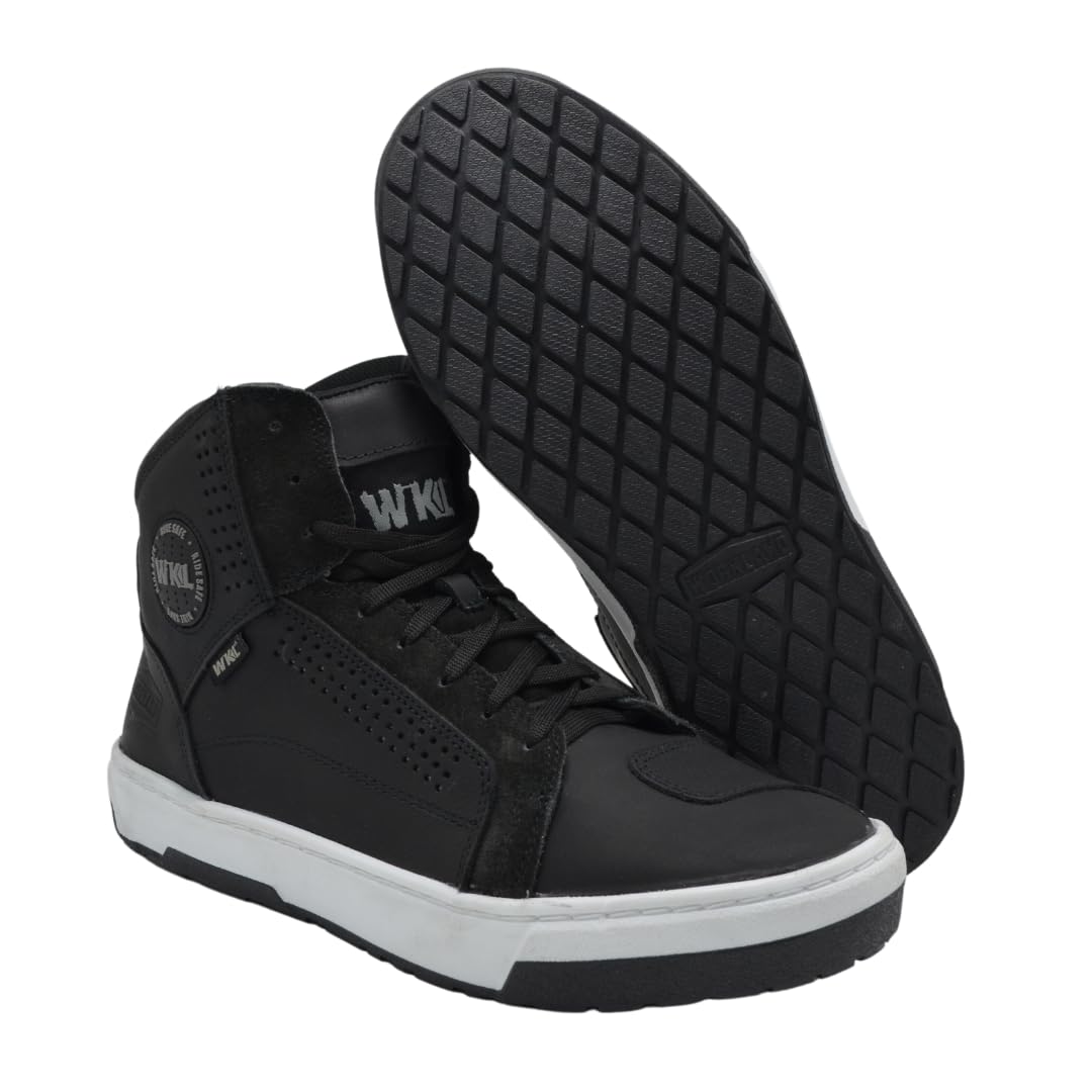 WORKLAND 80202 Motorcycle Riding Shoes Men Streetbike Breathable Protective Gear Powersport Anti-Slip Footwear Black Size 9.5
