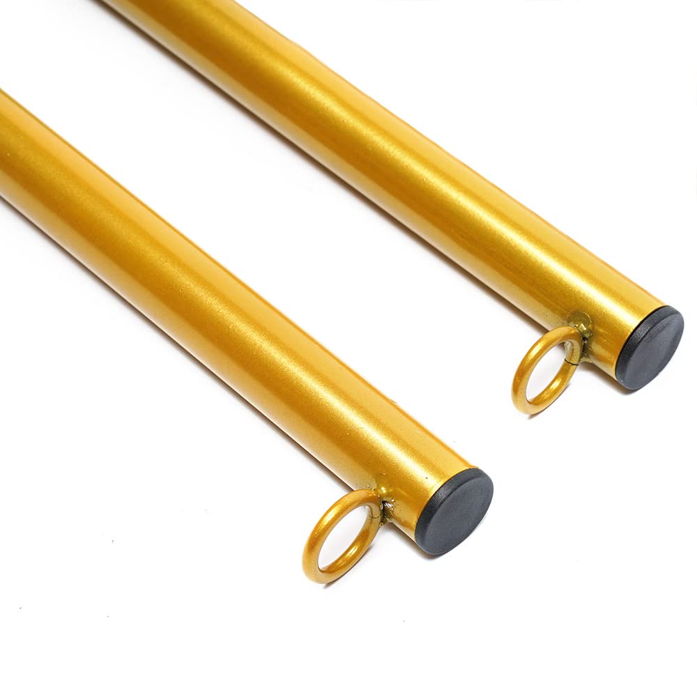 OUKANING 2 barras para colgar en el techo, color dorado, con ganchos, altura ajustable, acero al carbono, para ropa, sombreros, bolsos, llaves (longitud del pol: 60 cm)