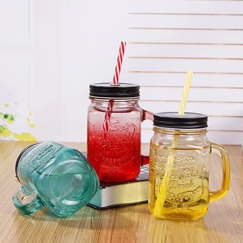 Tikwisdom Gradient color,mason jars,glass jars,canning lid,canning jars 4-piece glass drinking jar with lid and straw… - Image 4