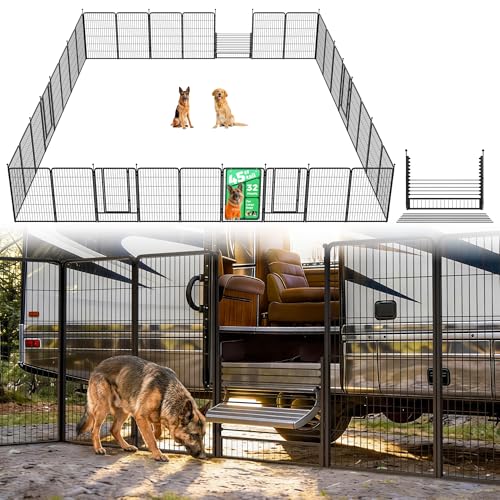 Image of FXW Instant Dog Playpen with RV Step Grid for RV Camping, 45 inch H, 32 Panels