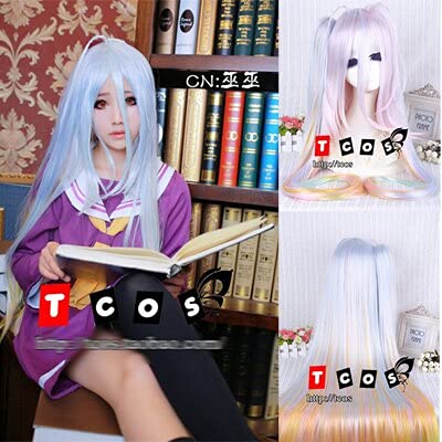 AEQPUIYE No Game No Life Shiro Cosplay Wig Heat Resistant Synthetic Wigs for Halloween Costume Party Role Play+Wig Cap