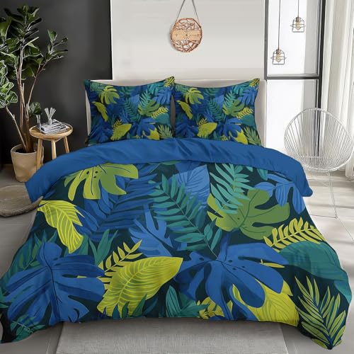 Housse de couette 3D imprimé feuilles avec fermeture éclair pratique - 2