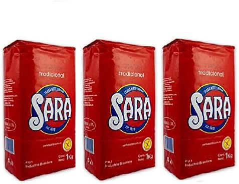 SARA Yerba Mate Elaborada Tradicional 1 Kg. 3 PACK | Yerba Mate Tea with Stems 2.2 Lb.