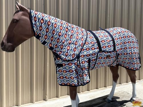 Image of HILASON Horse Fly Sheet UV Protect Breathable Mesh Bug Mosquito Spring | Summer Horse Rug | Fly Rug