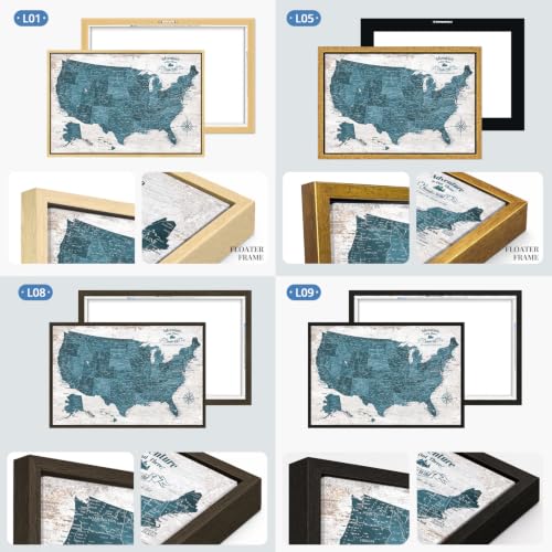 Image of IPIC Personalized Vintage Teal Framed USA Map Pin Board, Size 42x28 in