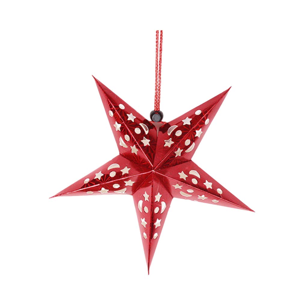 Uonlytech Lot de 5 Etoile Papier a Suspendre lanternes étoiles en papier - 45 cm - Décoration de Noël à suspendre pour mariage, fête d'anniversaire, Noël, Halloween (rouge)