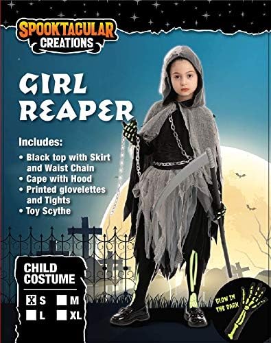 Miniatura 2 de Grim Reaper - Disfraz de niña que brilla en la oscuridad para Halloween L 10-12 años color negro