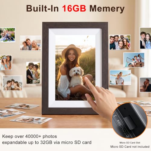 Digital Picture Frame, 10.1" Frameo Digital Frame WiFi with 1280x800 HD IPS Touch Screen, Auto-Rotate, Wall Mountable, Instant Share Photos & Videos from Phone via App, Brown Wood - image 4