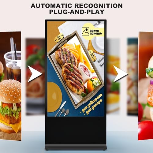 Image of Digital Signage 4K UHD Touchscreen Android 11 System (4+32GB) Indoor Floor Standing Kiosk Interactive Displays LCD Screen with Auto Media Player WiFi HDMI /USB Input (65 inch)