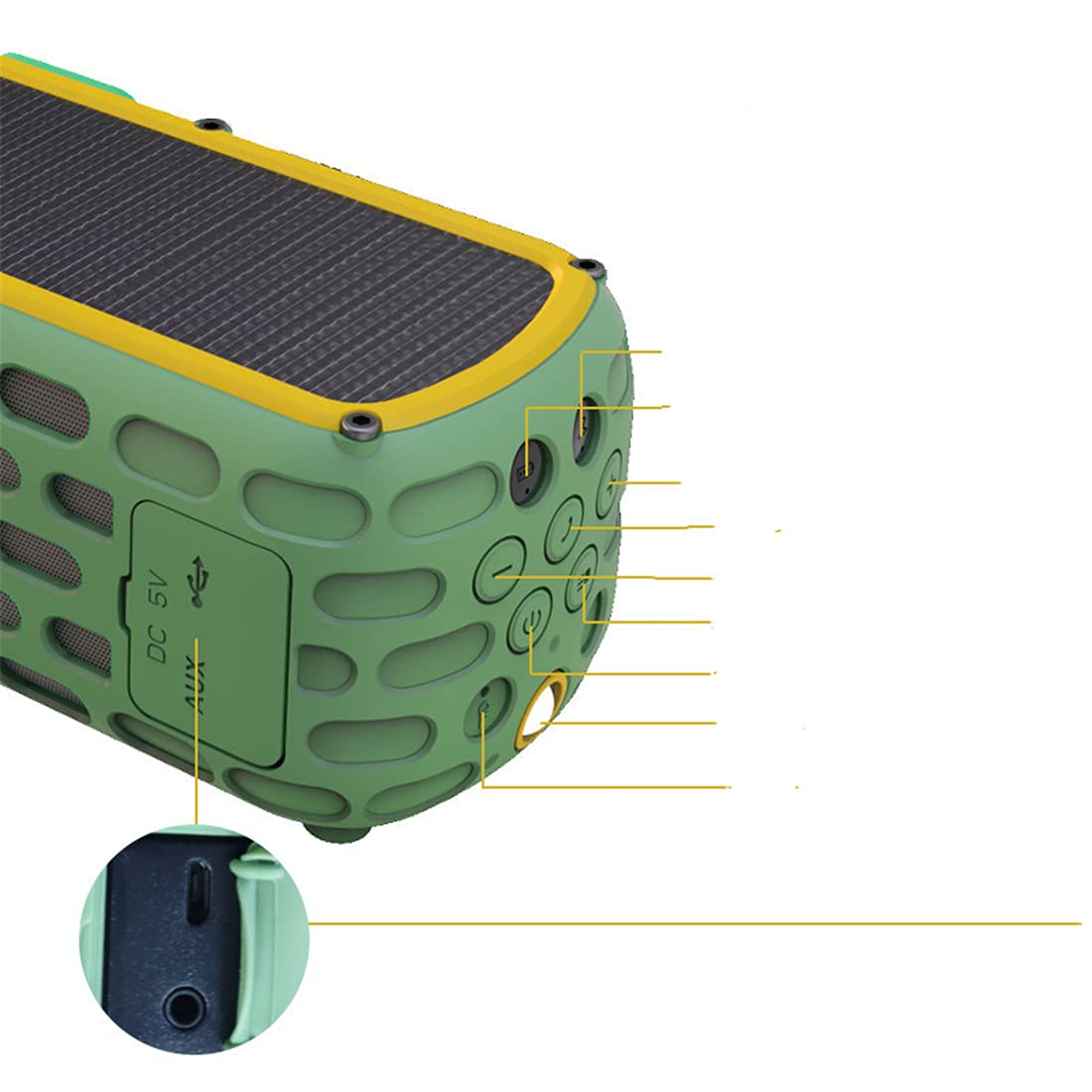 Altoparlante Bluetooth, Adattatore Audio Wireless HiFi, per Il Sistema Audio in Streaming Musicale Funziona, con La Ricarica Solare, La Luce di Emergenza, per L'esterno,Nero