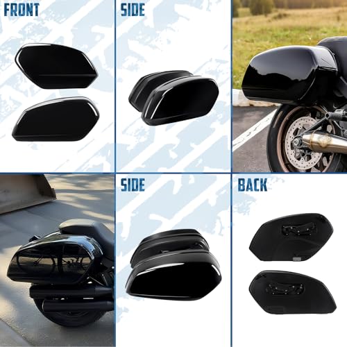 Alforjas duras negras para motocicleta compatibles con Harley Softail Low Rider 2018-2024, con kit de acoplamiento miniatura 5