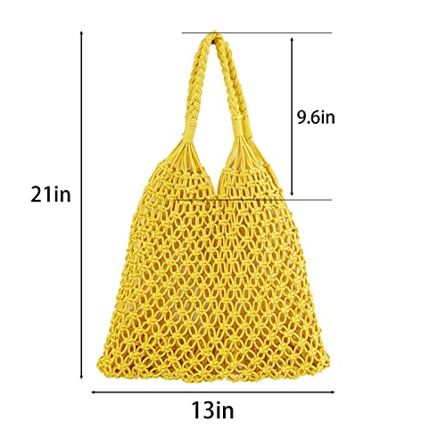 Cotton Rope Travel Beach Fishing Net Handbag Shopping Woven Shoulder Bag for Women2