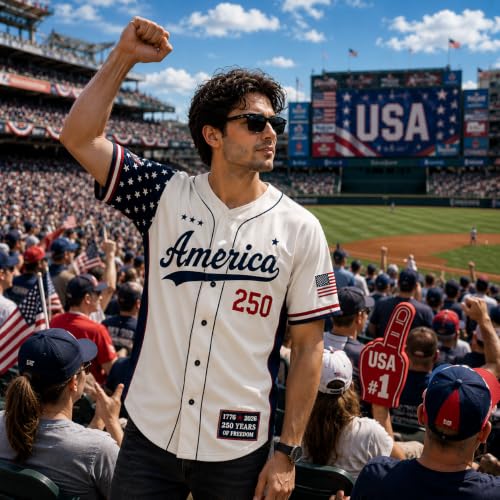 Personalized Baseball Jersey Patriotic 250th USA Stitched Print, Custom Name Number Team for Men Women Boys miniatura 6