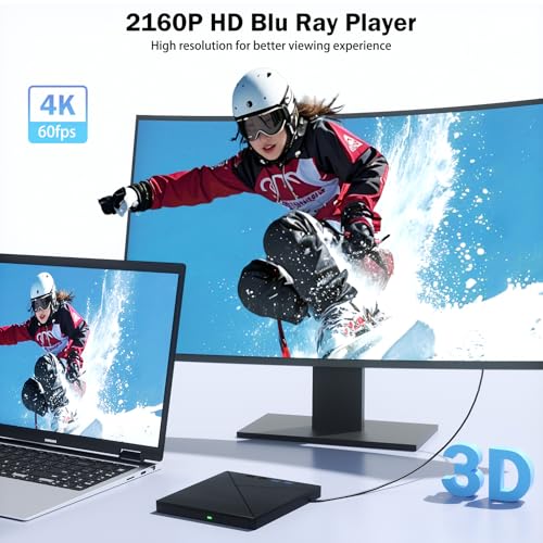 Image of Wbacon 7 in 1 External 4k Blu Ray Drive for Laptop, USB 3.0 Blu Ray Burner