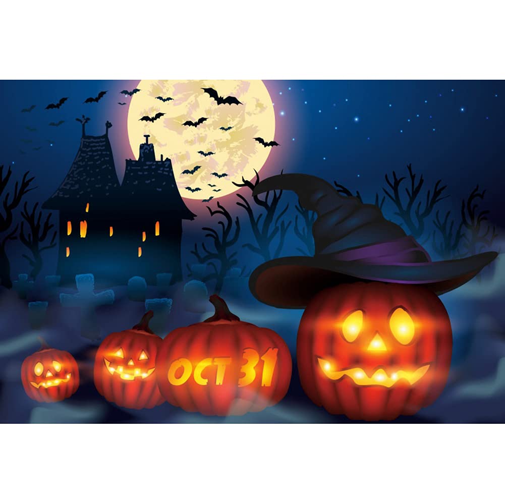 Avezano Toile De Fond D'Halloween Citrouille Nocturne Forêt Brumeuse Pour Enfants Sorcier Magique, Fantôme, Décoration De Fête, Bannière, Accessoires