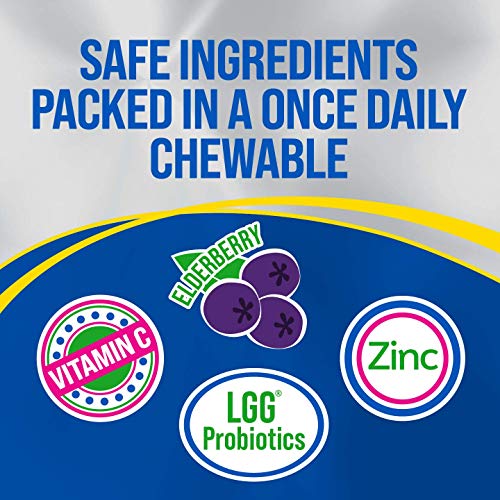 Culturelle Immune Defense Probiotic with Vitamin C,Vitamin D and Zinc + Elderberry,Non-GMO,4-in-1 Immune Support for Kids Ages 3+*,Mixed Berry Chewables,60 Count (Pack of 2) - image 2