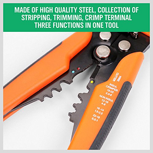 Horusdy Wire Stripping Tool, Self-Adjusting 8" Automatic Wire Stripper/Cutting Pliers Tool For Wire Stripping, Cutting, Crimping 10-24 Awg (0.2~6.0Mm²) #TOP7