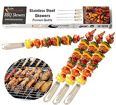 Hot Life Steel Skewers for Tandoor/BBQ/Kabab/Barbeque Skewers/BBQ Sticks (12 pc Set) (B08JQH7XG9) Amazon Price History, Amazon Price Tracker