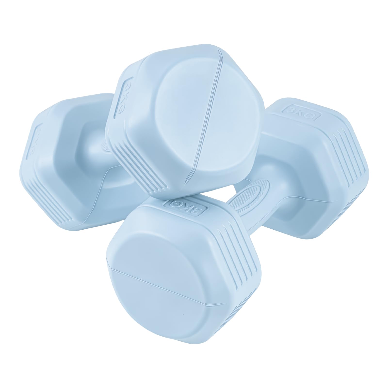 M.J COMFY-LIFE 2 x 3kg Neoprene Dumbbells Set, Hex Dumbbell Weights with Non-Slip Coating, Strength Training Hand Weights for Home Gym, Fitness, Cardio, Toning and Muscle Building (Blue)