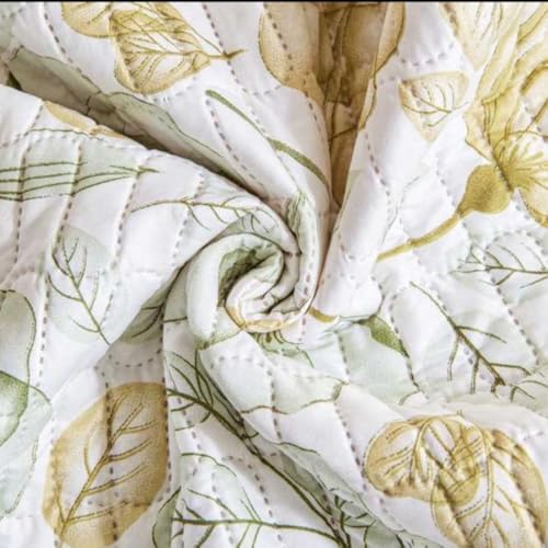 Image of HOMETHREADS Universal-Fit Cotton Fabric Chair Cover Comfortable Cushioned Seating Pad with Anti-Slip Back, Perfect for Kitchen,Dining Room (White Green, Pack of 6)