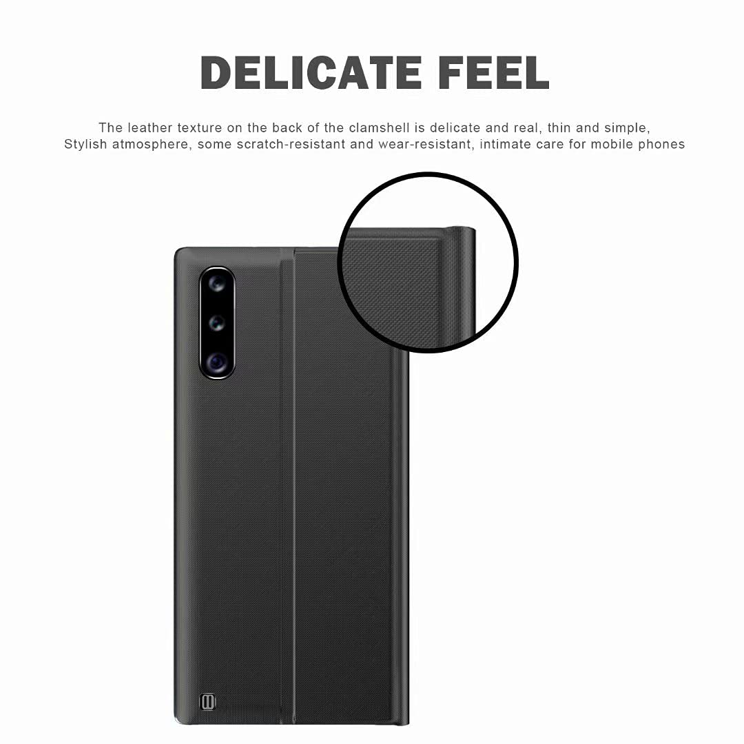 Cover Con Specchio Intelligente Per Oppo Reno 2Z - Custodia Protettiva Flip Con Supporto E Display Ora/Meteo, Guscio Anti-Urto Nero - 5