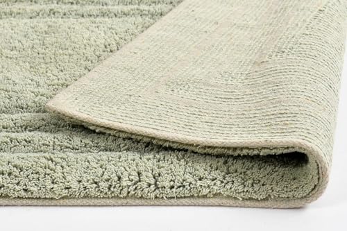 Image of Cotton Linea Design Bath Mat | Anti Slip Anti Skid Backing Absorbent Soft Tufted Floor Rug for Bathroom Kitchen Bedroom Pooja Room Home Decor (50X80 CM, Sage Green)
