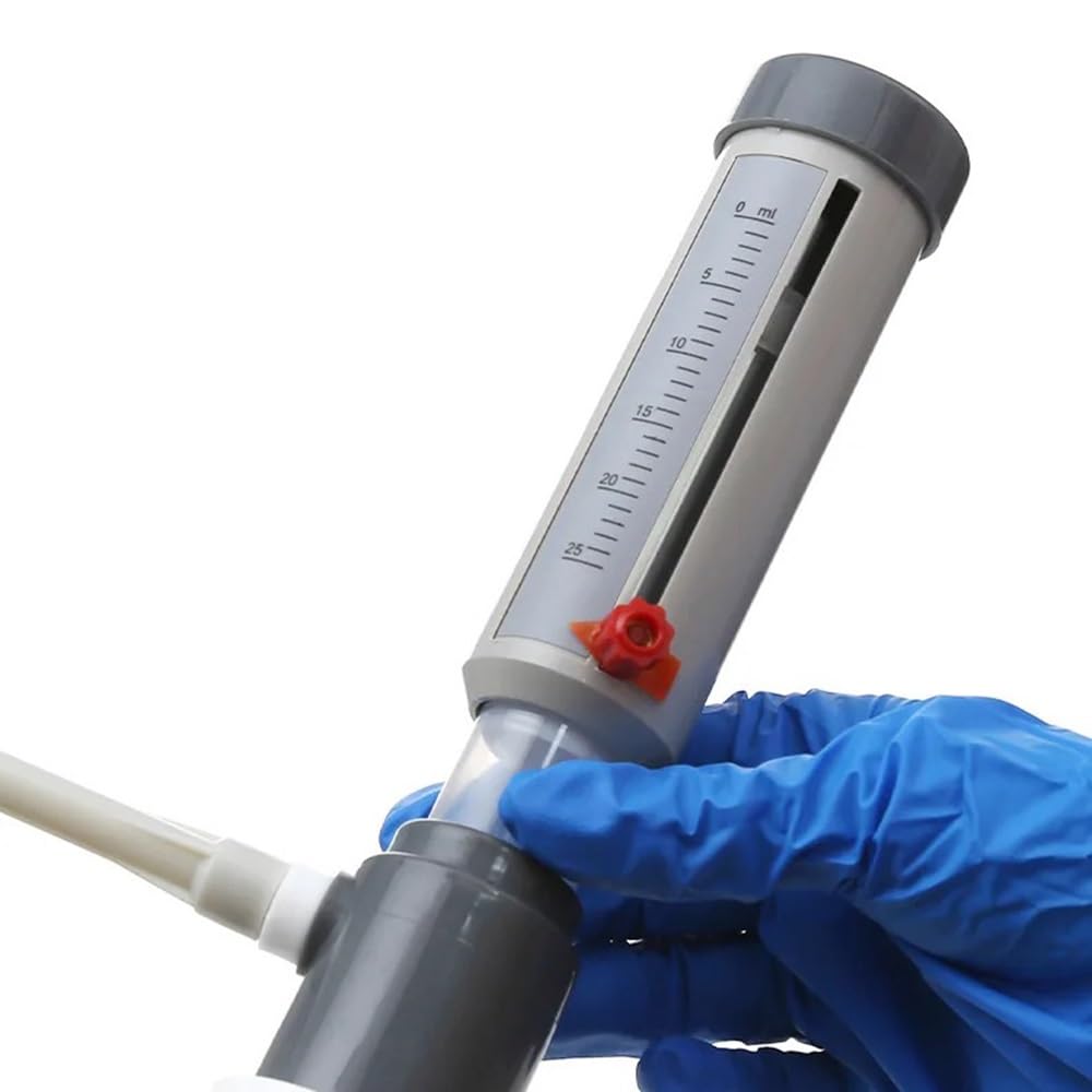 Dozownik do butelek laboratoryjnych, półautomatyczny dozownik płynu, typ tulejki, 0-25 ml, regulowany dodatek płynu, bez butelki