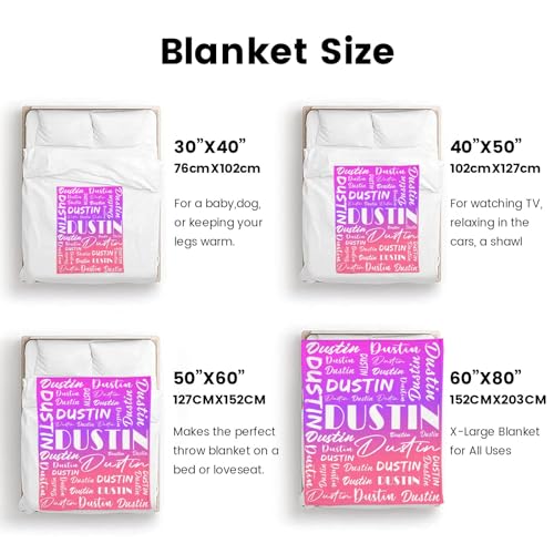 Name Blanket Personalized Name Blanket Customized Blanket with Name Text for Adult Kid Birthday Christmas Mothers Fathers Valentines Day Gift