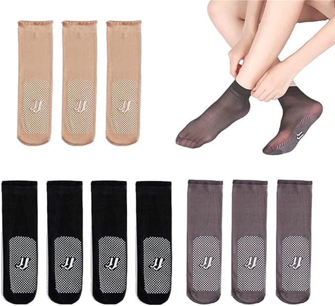 FUTURE TRAND(5Pair Invisible, Slip-resistant Crystal Silk Socks,Women's Ankle High Sheer Socks,Silk Sheer Ankle Socks for Women & Girls.