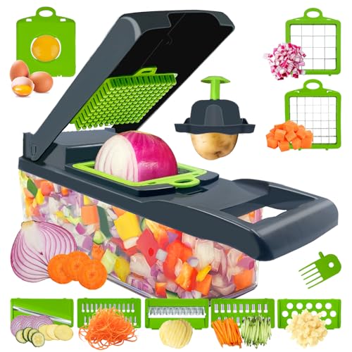 Vegetable Chopper, Multi-Functional 14 in 1 Food Chopper With 3 B...