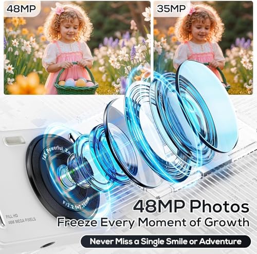 Image of Digital Camera for Kids, 48MP FHD 1080P Point and Shoot Digital Cameras with 16X Zoom Anti-Shake
