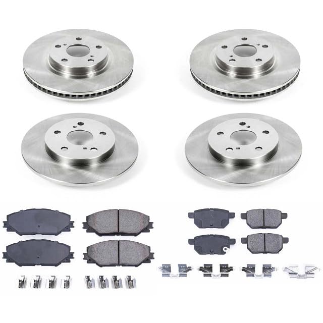 Image of PowerStop Front and Rear Brake Kit for Pontiac Vibe 2009-10 | Toyota Matrix 2009-13 - Z17 Ceramic Brake Pads & Disc Rotors Replacement, KOE4142