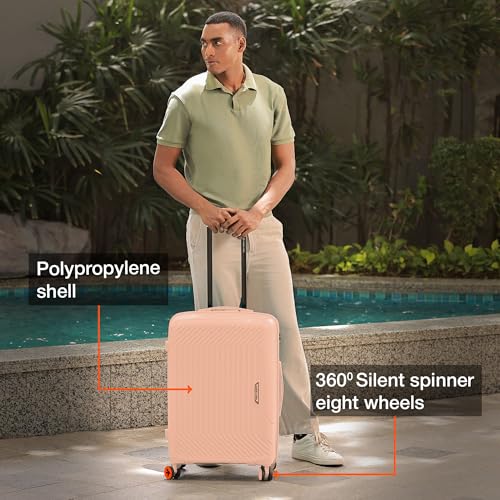 Image of Nasher Miles Coorg Hard-Sided Polypropylene Luggage Set of 2 | 55cm & 65cm | 8 Wheels Small & Medium Trolley Bag for Travel | Suitcase (Peach)