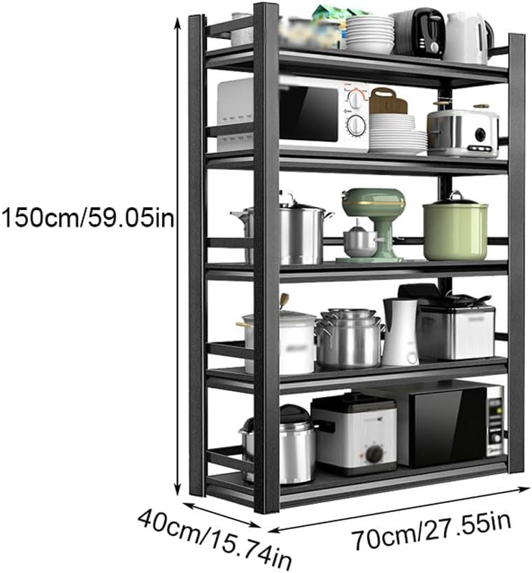CHICKEN Pot and Pan Organizer Carbon Steel Kitchen Storage Rack Floor-Standing Fenced Storage Microwave Oven Balcony Living Room Storage Rack Kitchen Organizers and Storage