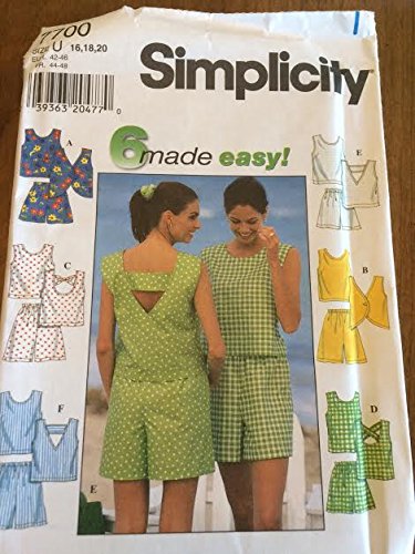 Patron Simplicity 7700 hauts et shorts pour femme taille 16-20