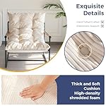 MAXYOYO Modern Accent Chair, Comfy Living Room Chair with Metal Frame Wooden Armrest, Upholstered Armchair with Soft Cushion for Bedroom Balcony Lounge Reading Room, Beige - Image 4