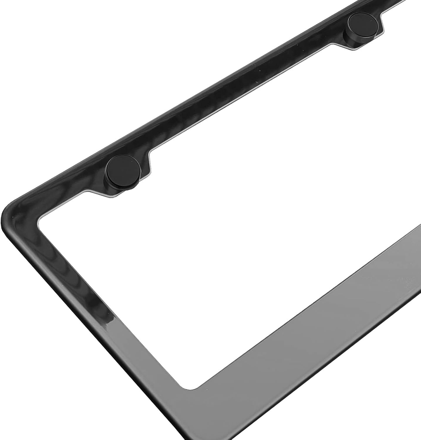 T304 Stainless Steel License Plate Frame Black Chrome Gun Metal Gray Electroplating Universal Fit Aluminum Screw On Cap Cover, Rust Proof Stainless Steel Screws Silicone Back Guard (Qty: 1 Frame)