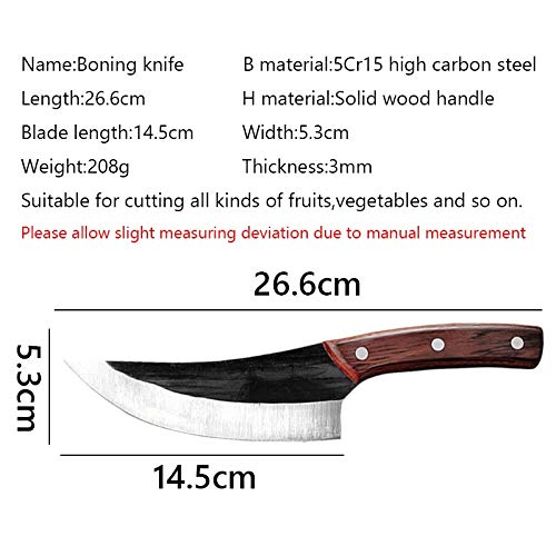 Boning Knife, Carbon Steel Boning Knife Handmade Forged Kitchen Knife Meat Cleaver Vegetable Knife Kitchen Bone Fruit Cutter Tool BY ZZYY (Color : Without cover)