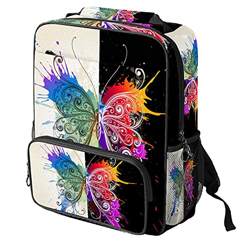 Sac à dos ordinateur portable au motif papillon graphique imprimé noir et blanc